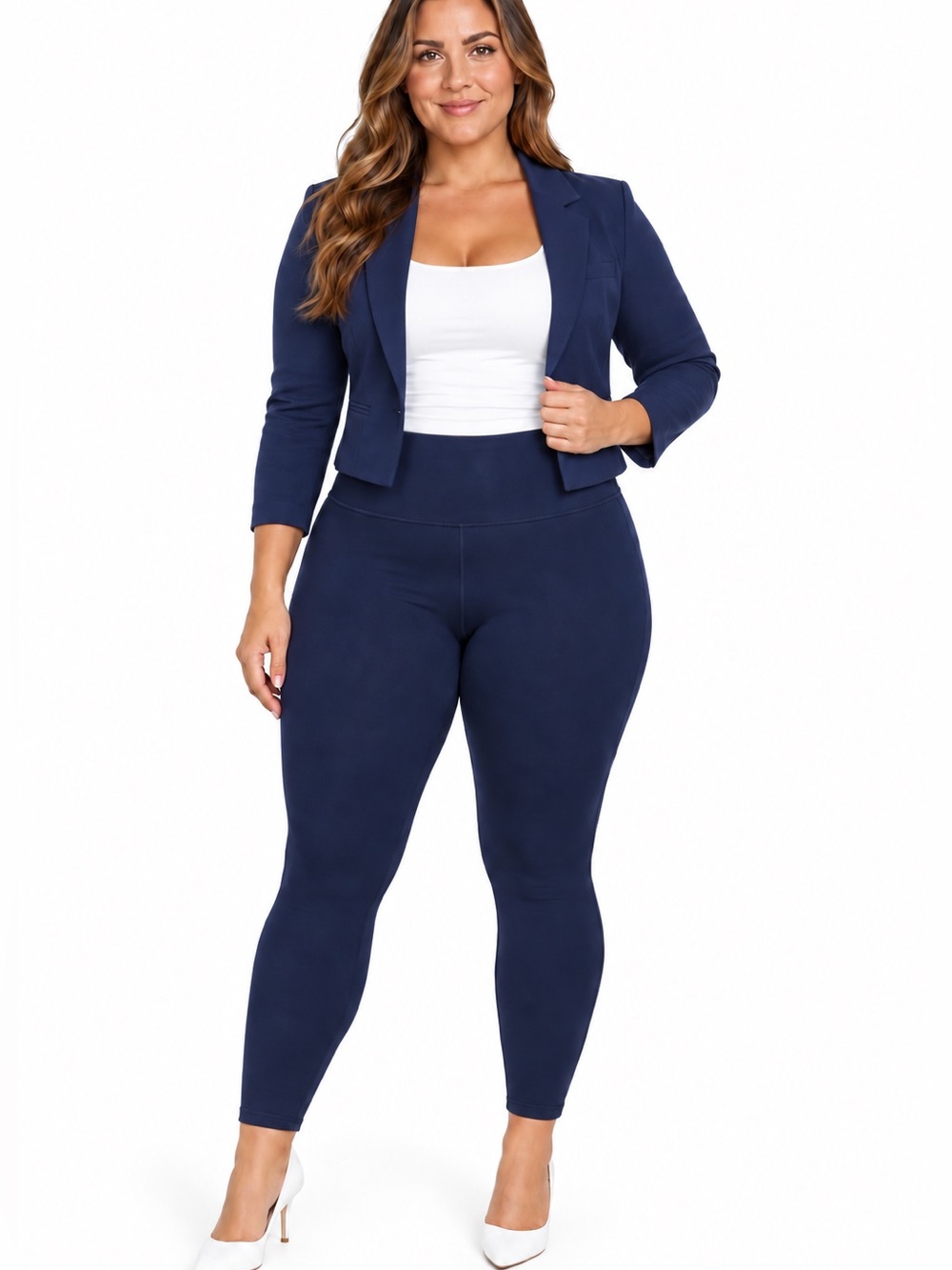 SPANX Ponte Ankle Legging dress pants 1X Petite Navy Blue New